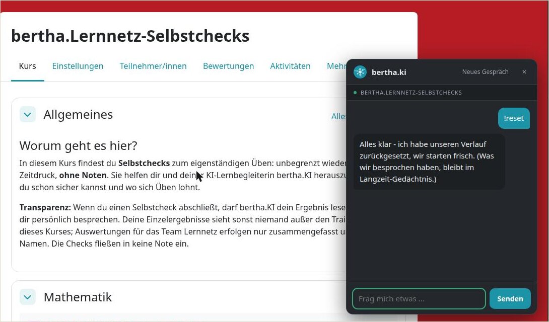 bertha.KI als Lernbegleiter in einem Moodle-Kurs